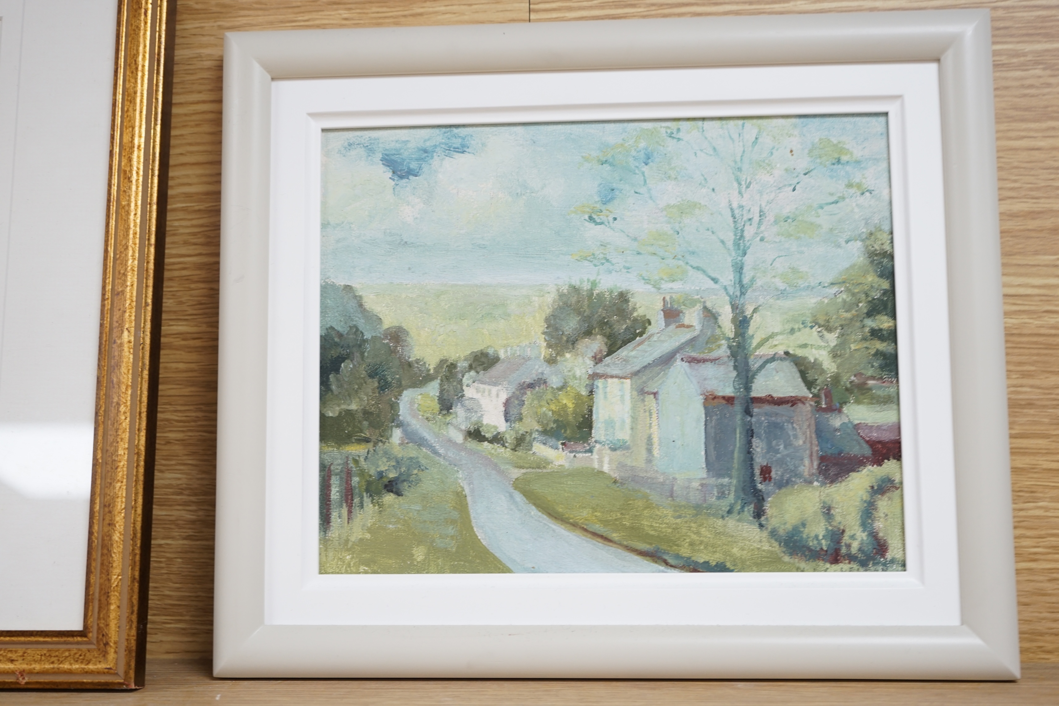 Nick Lelean, two oils on board, Studies of houses in Waverton, Wigton, Lake District, one signed, 19 x 24cm. Condition - good